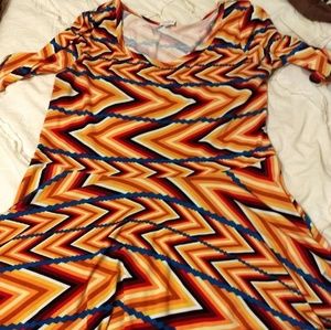 Lularoe nicole 3xl dress orange red blue